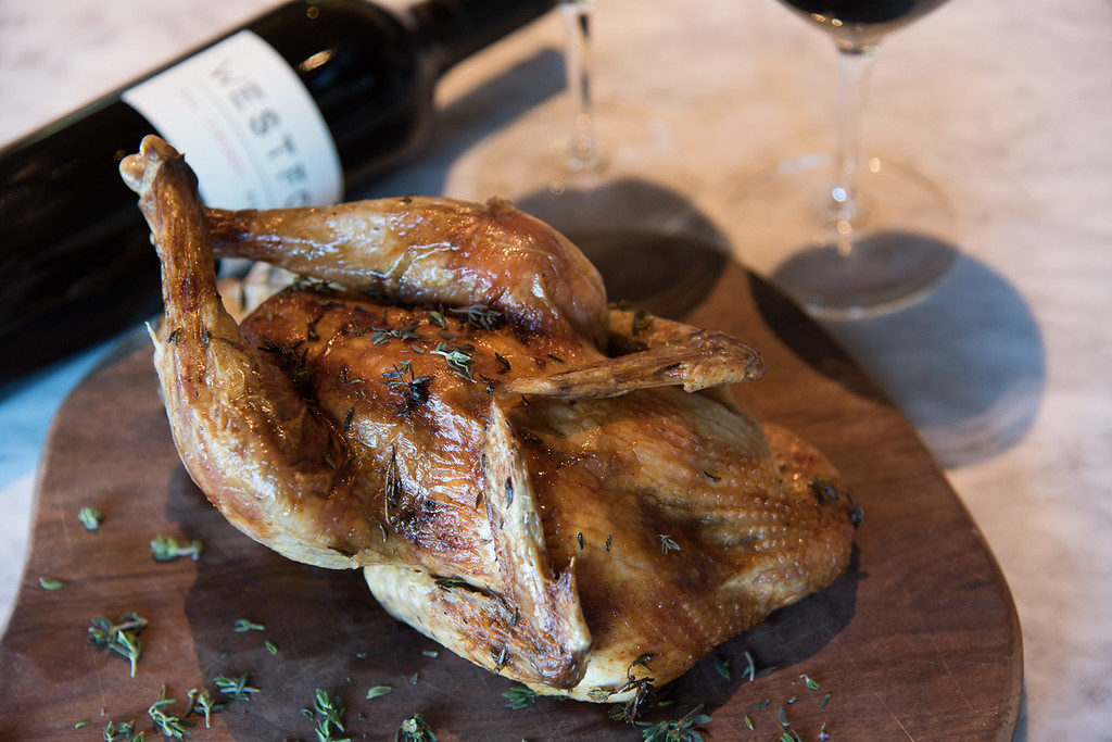 Roasted chicken at the Golden Pig Restaurant in Hopland. Photo Credit: DG Creative