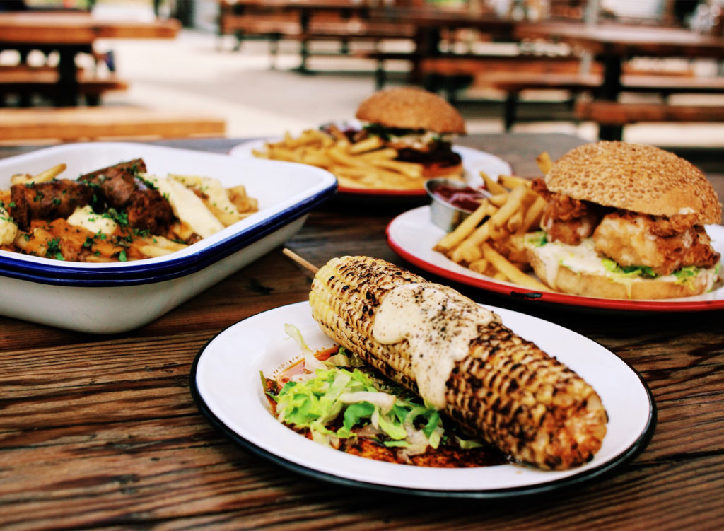 Late night dishes including roasted corn at Brewster's Beer Garden in Petaluma. Copyright 2017 anathea meade. All rights reserved.