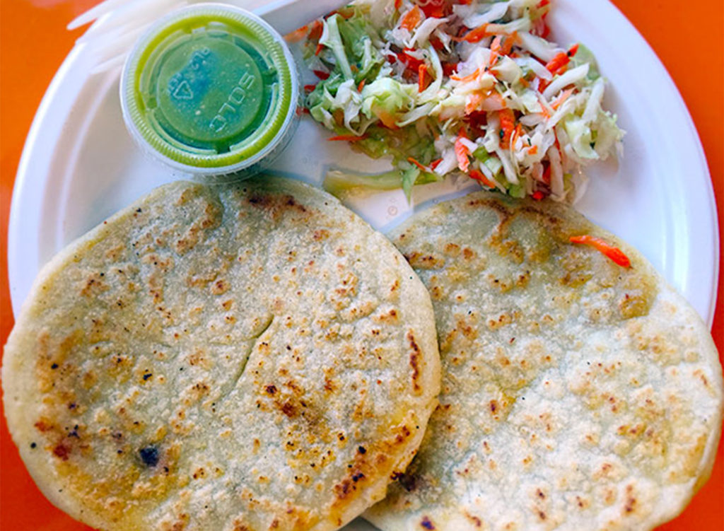EL SALVADOR, Homemade Tortilla, Santa Rosa: Pupusas with curtido. Heather Irwin/PD