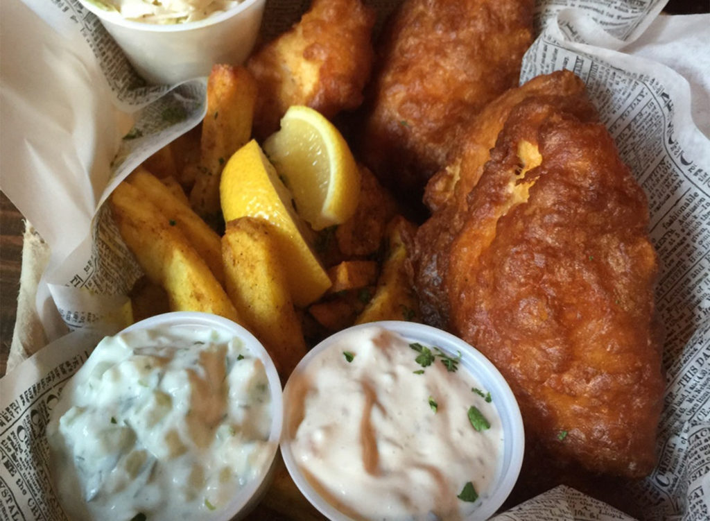 ENGLAND, Toad in the Hole in Santa Rosa: Fish and Chips. File
