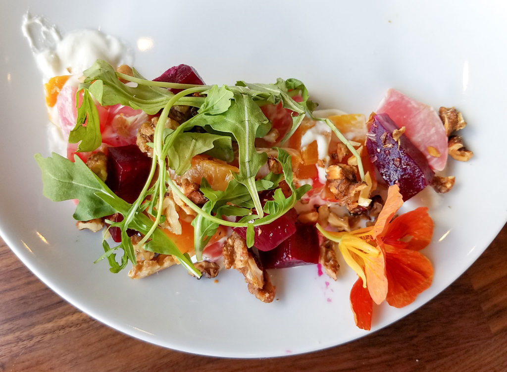 Beet salad at 2 Tread Brewing Co. The downtown Santa Rosa brewpub and restaurant offers a full menu for lunch an dinner. Heather Irwin/PD