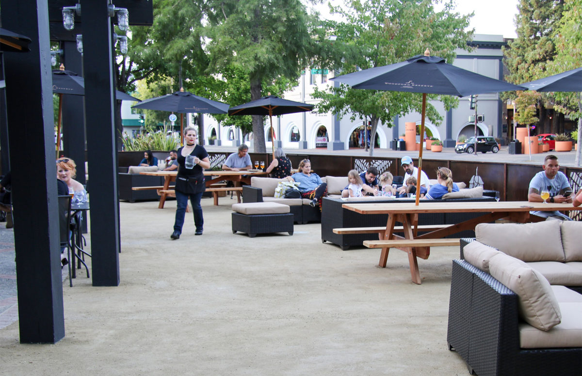 The patio at 2 Tread Brewing Company opens a craft brew and pub with a large patio where you can ride up on your bike for a pint. Heather Irwin/PD