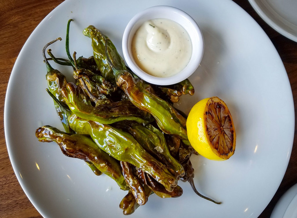 Shishito peppers at 2 Tread Brewing co. The downtown Santa Rosa brewpub and restaurant offers a full menu for lunch an dinner. Heather Irwin/PD