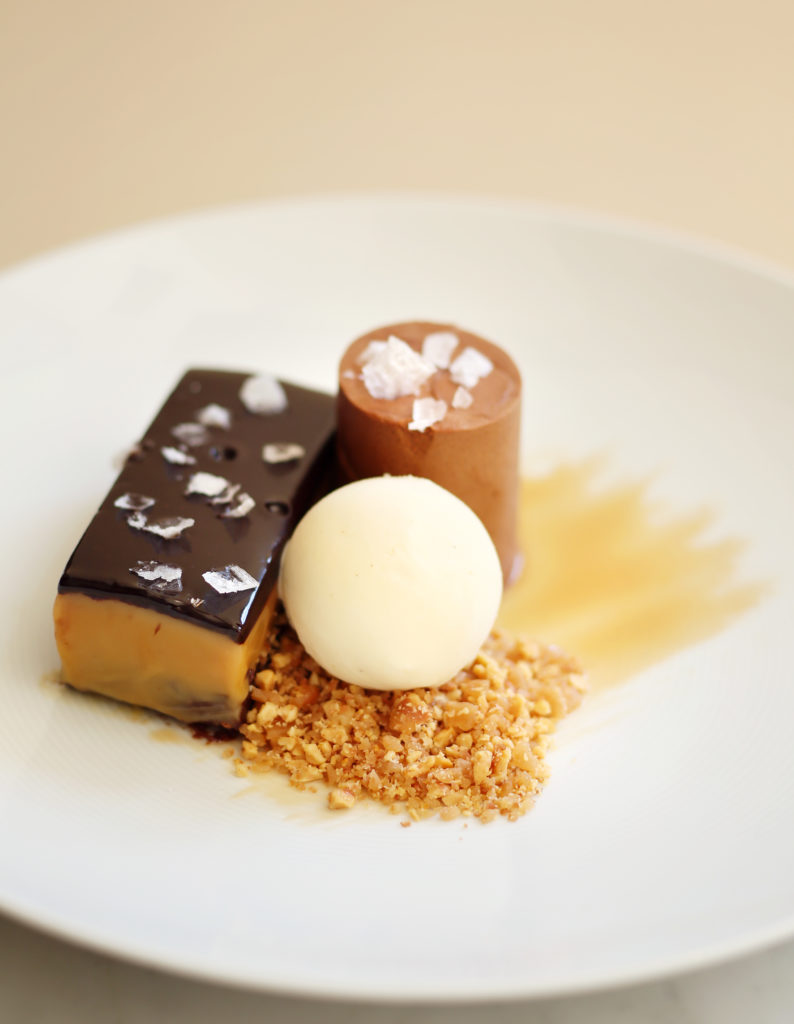 6/16/2013: D3: PC: The "Candy Bar" with brownie, caramel, roasted milk chocolate cremeaux and nougat ice cream is served at the Chalkboard Restaurant in Healdsburg on Tuesday, June 11, 2013. (Conner Jay/The Press Democrat)