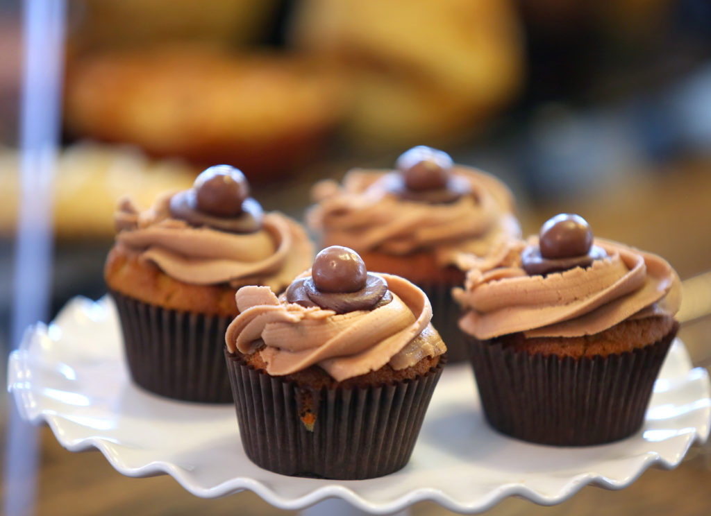 Cupcakes are put on display at Crisp Bake Shop in Sonoma on Thursday morning, October 17, 2013. (Conner Jay/The Press Democrat)