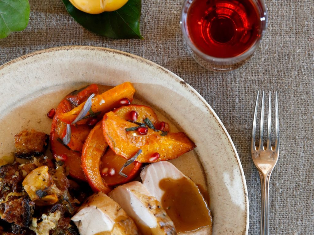 Hassle-free Thanksgiving dinner includes turkey breasts, stuffing, gravy and squash. Photo taken at Shed in Healdsburg, on Thursday, November 5, 2015. (BETH SCHLANKER/ The Press Democrat)