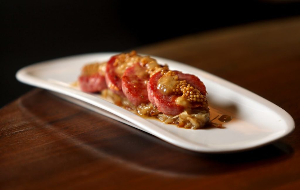 Homemade Garlic & Manchego Sausage at Bravas Bar de Tapas in Healdsburg.(Christopher Chung/ The Press Democrat)
