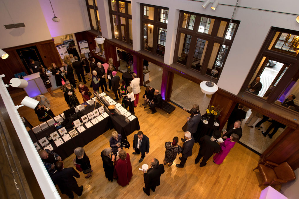 Several guests gather for cocktails before dinner at the Museums of Sonoma County Gala and After-Party event held at the Art Museum of Sonoma County in Santa Rosa, on Saturday, September 29, 2018. (Photo by Darryl Bush / For The Press Democrat)