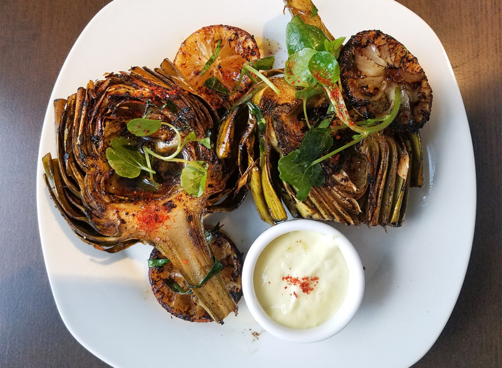 Artichokes with brown butter and tarragon with lemon aioli at Tisza Bistro in Windsor. Heather Irwin/PD