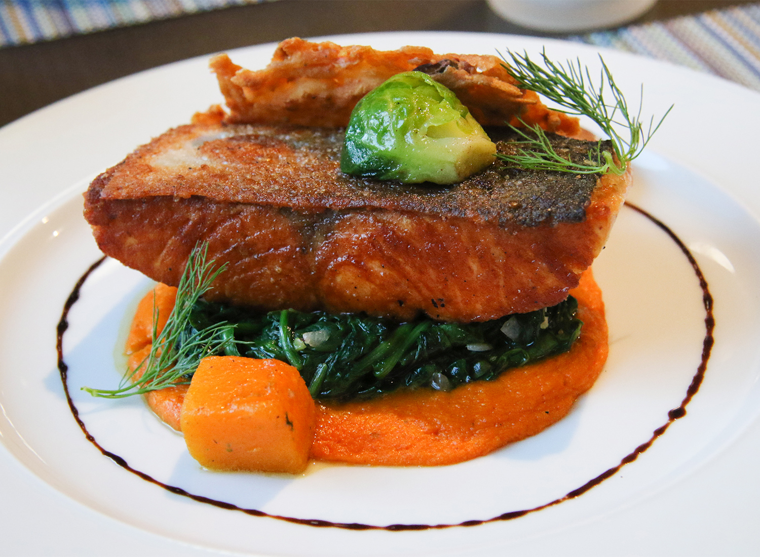 Salmon with carrot puree at Tisza Bistro in Windsor. Heather Irwin/PD