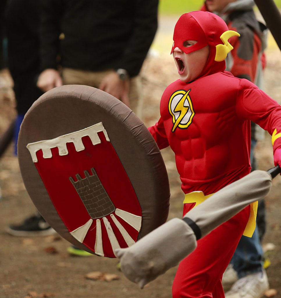Austin Coolidge, 8, prepares for a role playing battle dressed as Flash at the first annual LumaCON 2015, a youth comic convention at the Sonoma-Marin Fairgrounds in Petaluma on Saturday, January 17, 2015. (photo by John Burgess/The Press Democrat)