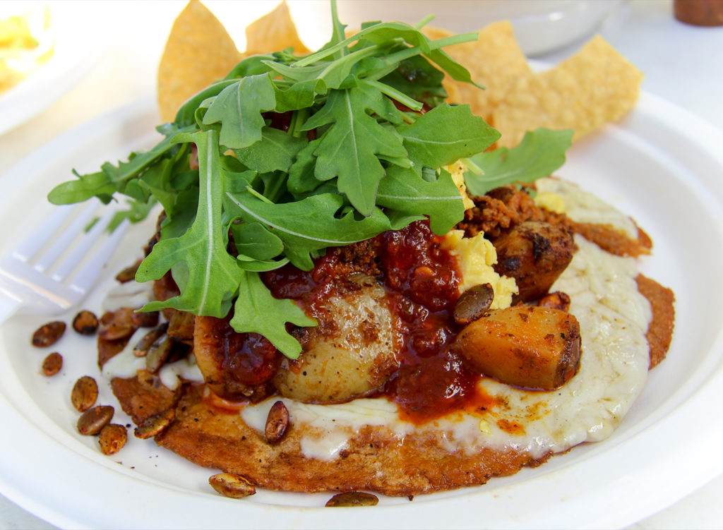 Choriloco taco at Barrio Fresca Cocina Mexicana, a walk-up cantina that recently opened in Sebastopol’s Barlow Center. Heather Irwin/PD