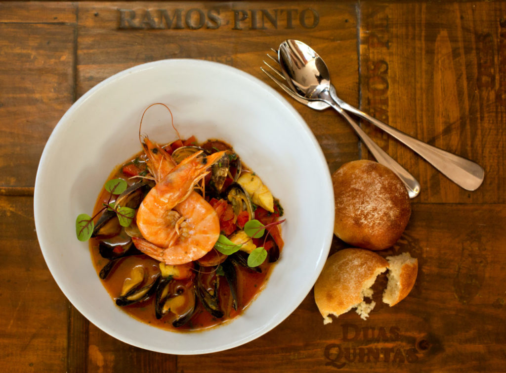Caldeirada Portuguese FishermanÕs Stew with sea bass, scallops, clams, mussels, shrimp, potatoes, and linguia from chef Chef Manuel Azevedo at La Salette in Sonoma. (John Burgess/The Press Democrat)