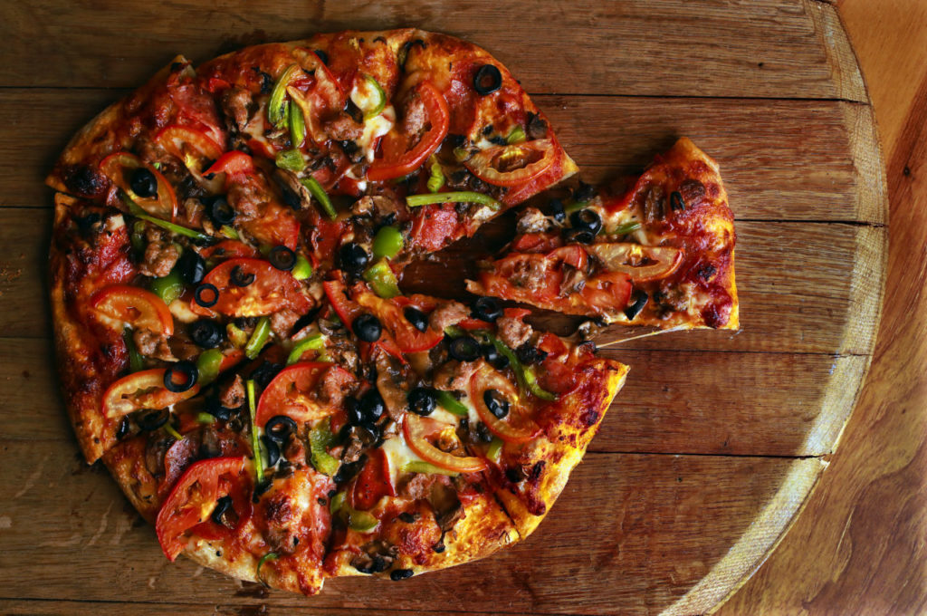 The combination pizza from Giorgio's Italian Restaurant in Healdsburg. (John Burgess/The Press Democrat)