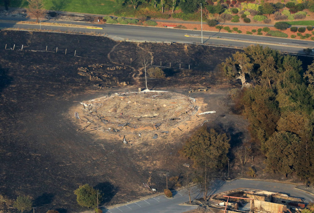 The site of the historic Round Barn in Santa Rosa, CA caused by the Tubbs fire. (John Burgess/The Press Democrat)