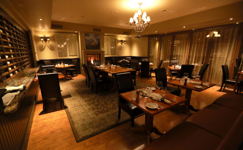 One of the four dining areas at Saddles Steakhouse in Sonoma. (photo by John Burgess/The Press Democrat)