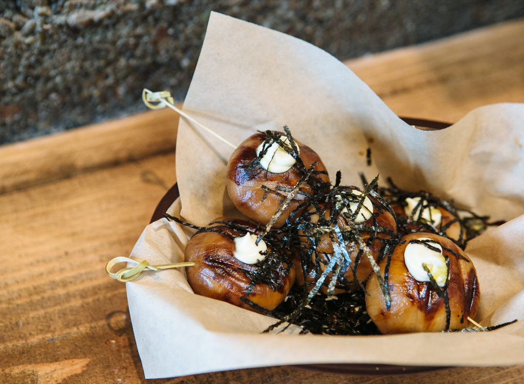 Mushroom skewers at Duke’s Commons in Healdsburg. Courtesy photo from the restaurant.