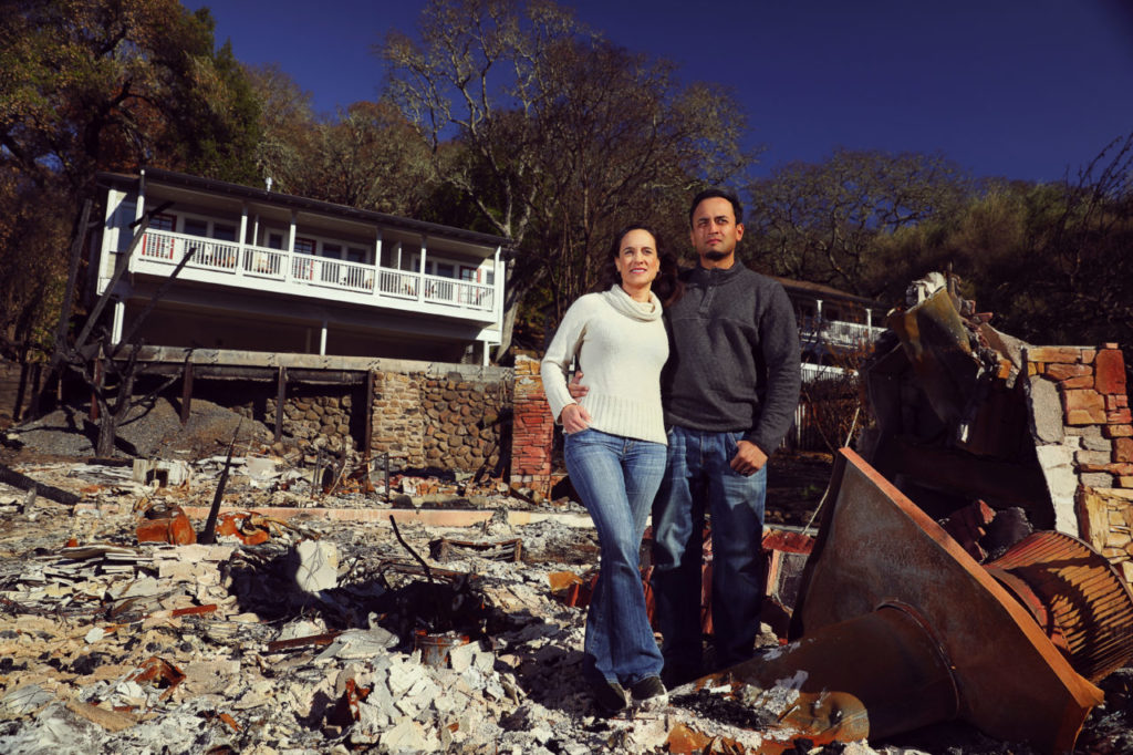 Olea Hotel owners Sia and Ashish Patel plan to rebuild and reopen the Glen Ellen hotel, after losing two cottages and sustaining smoke damage on the property during the wildfires in early October. (Photo by Christopher Chung)