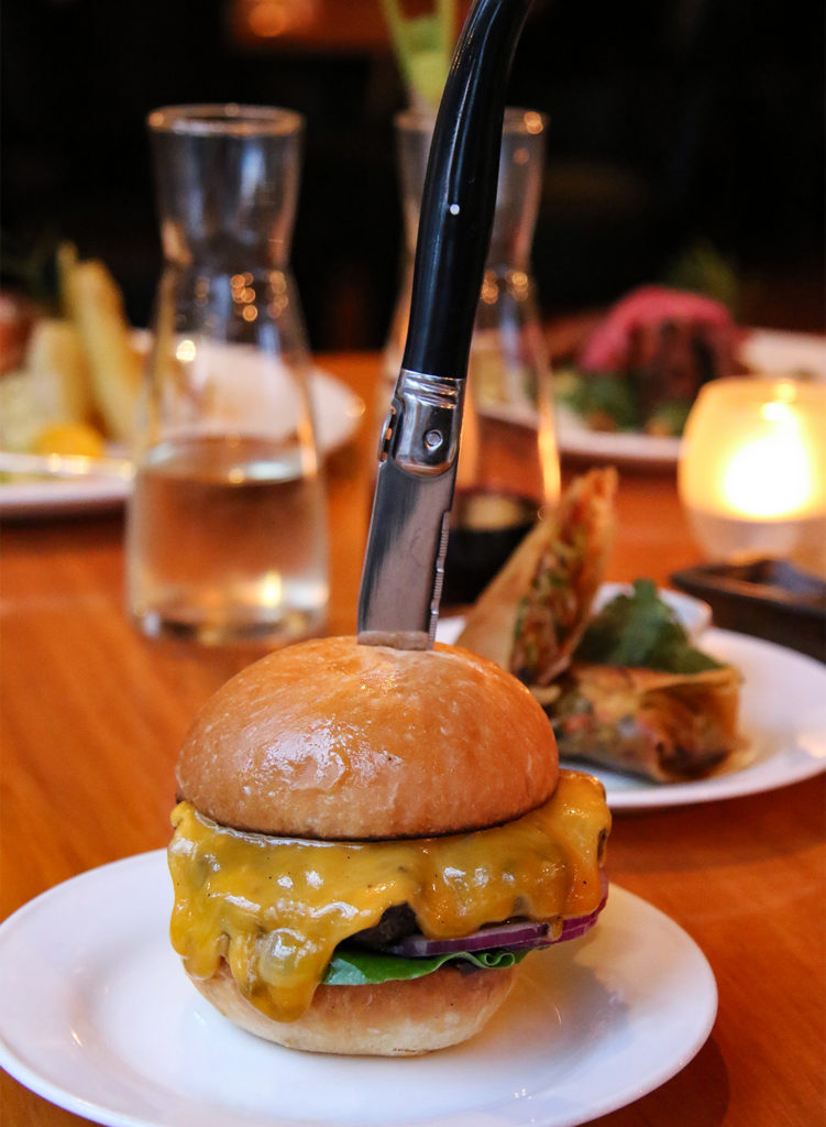 Happy hour burger at Salt and Stone Restaurant in Sonoma County, Kenwood. Heather Irwin/PD
