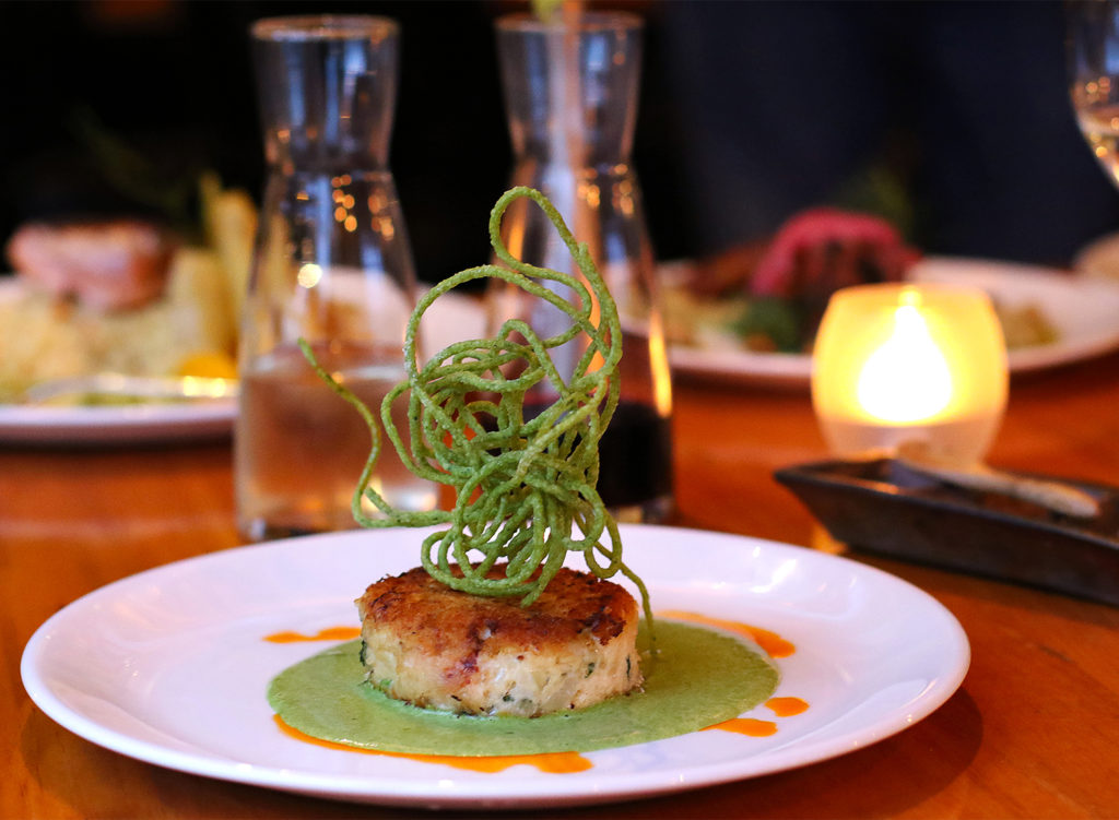 Crabcake at Salt and Stone Restaurant in Sonoma County, Kenwood. Heather Irwin/PD