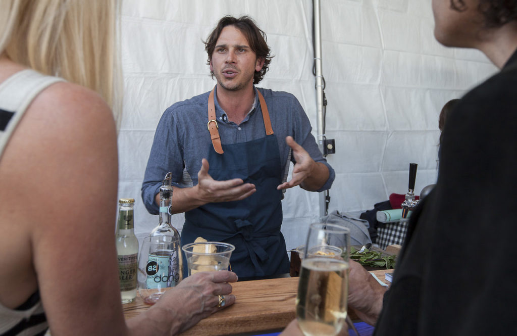 Former "Bachelor" Ben Fjajnik offered tastings of his aperitif Fernet Francisco in the Backlot Tent on Wednesday, 30 March, the opening night of the 19th Annual Sonoma International Film Festival. (Photos by Robbi Pengelly/Index-Tribune)