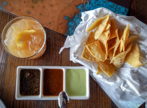 Tamarind cocktail, chips and salsa trio at Cascabel Mexican restaurant and grill in Santa Rosa. Heather Irwin/PD