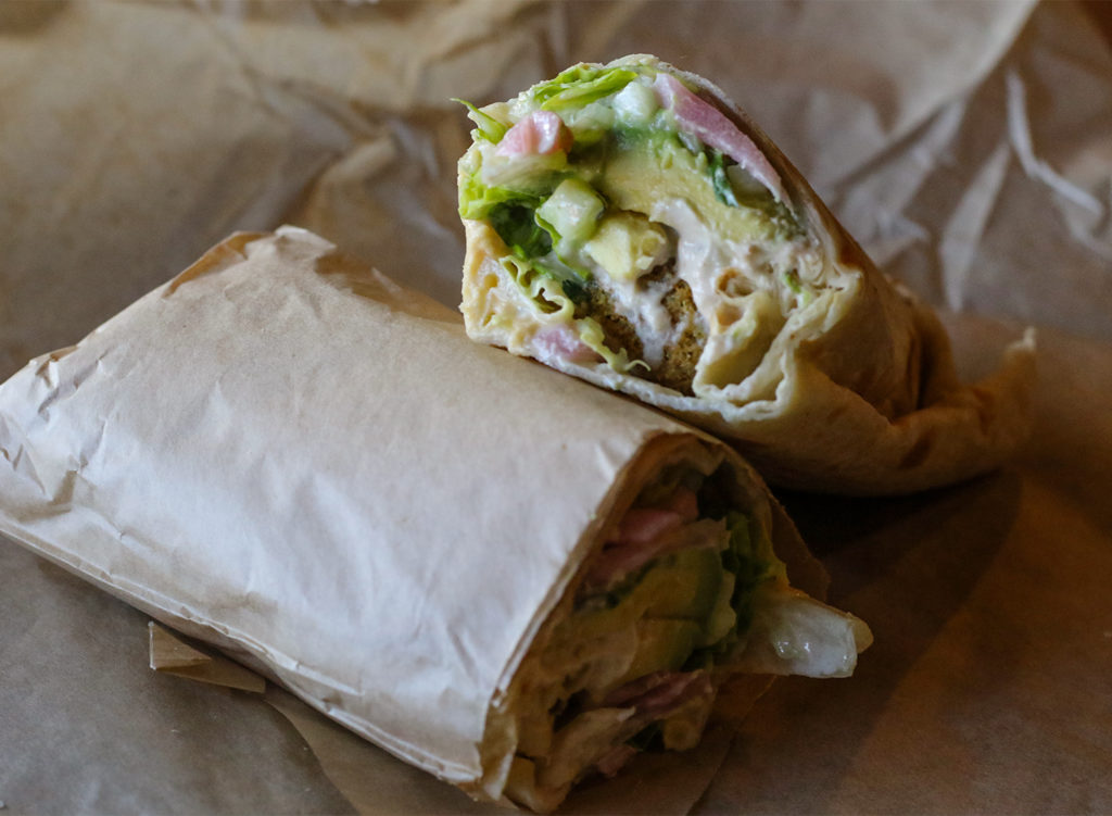 Falafel wrap with avocado, pickled onions at Zoftig in Santa Rosa. Heather Irwin/PD