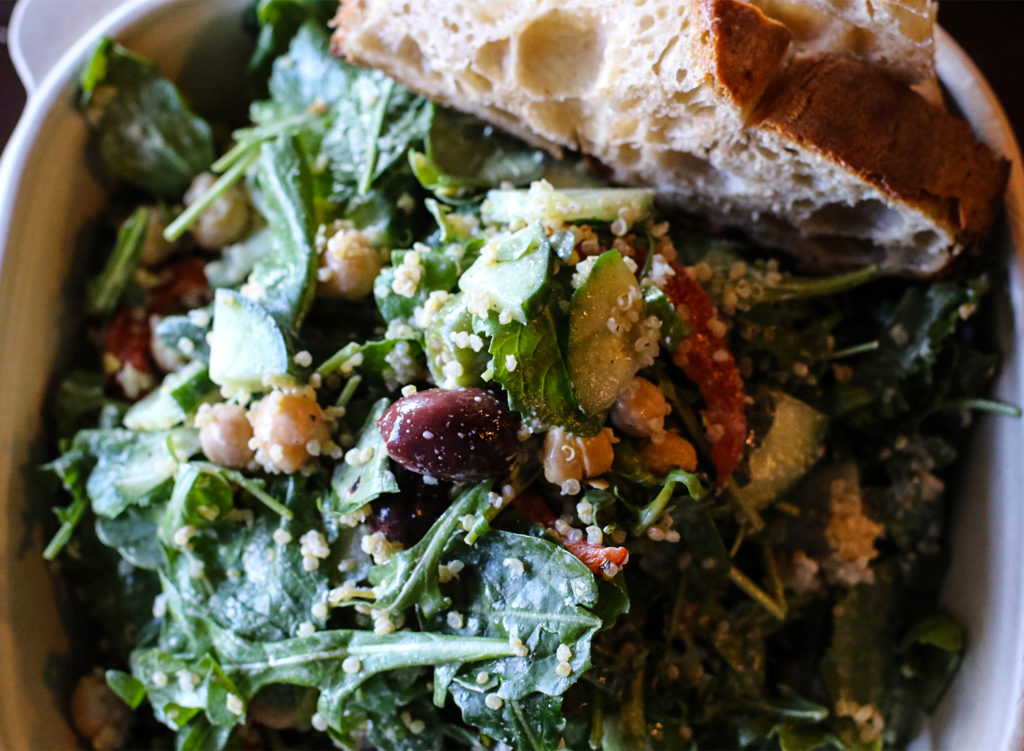 Hanna salad with quinoa, kale, arugula, olives, red peppers, chick peas and tahini dressing at Zoftig. Heather Irwin/PD