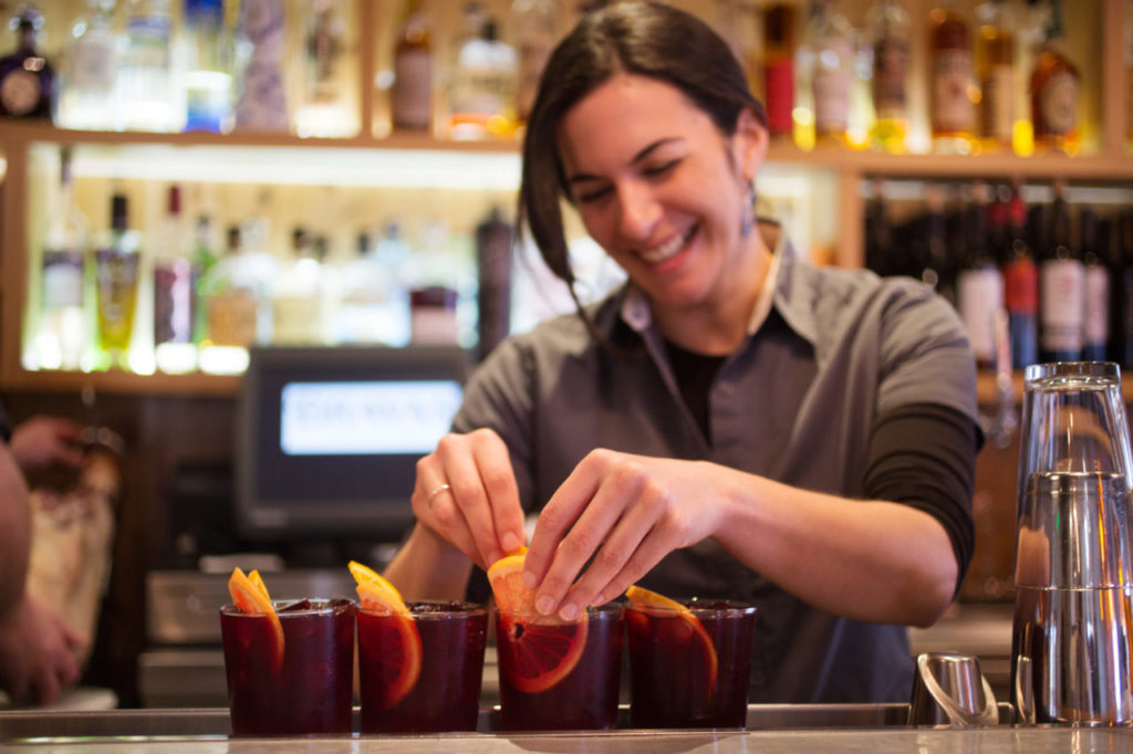 Savor Healdsburg food tours typically takes guests on a 3-hour six stop tour of local restaurants and wine bars. One of their stops this day was at Bravas Bar de Tapas where guests tasted drinks such as this Red Sangria - made with seasonal fruit infused brandy and Torres orange liquer. Shot on Thursday, March 6, 2014 in Healdsburg, Calif. (Photo by Charlie Gesell for Sonoma magazine)
