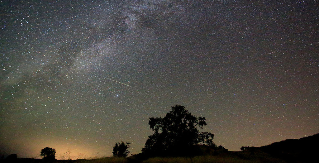 The Perseid meteor shower above Geysers Road in Geyserville, Friday morning August 12, 2016. (Kent Porter / Press Democrat) 2016