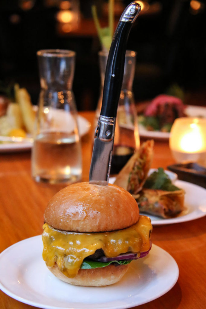 Happy hour burger at Salt and Stone Restaurant in Sonoma County, Kenwood. Heather Irwin/PD