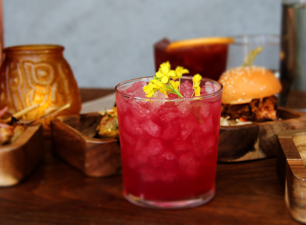 Carmela Anthony cocktail with vodka, lemongrass, ginger, prickly pear at Duke’s Common in Healdsburg. Heather Irwin/PD