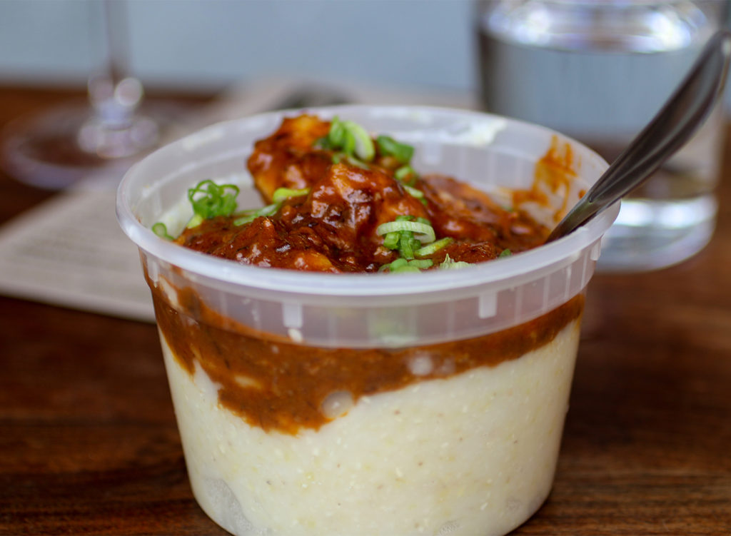 Family Meal of shrimp and grits at Duke’s Common in Healdsburg. Heather Irwin/PD