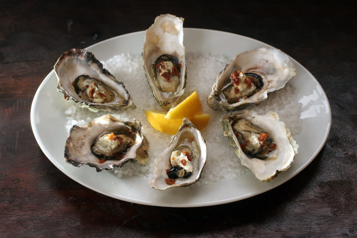 Oysters at Rocker Oysterfellers in Valley Ford. (Courtesy of Rocker Oysterfeller's)
