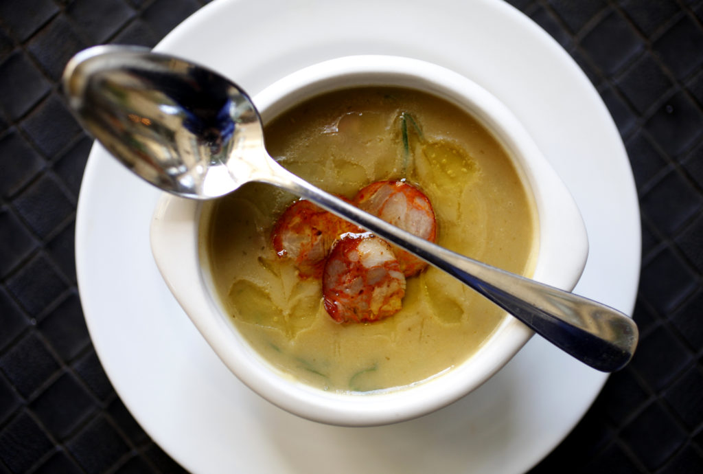 1/27/2013: D3: 1/20/2013: D3: PC: Caldo Verde, potato thickened beef consomme, at Cafe Lucia in Healdsburg, California on Friday, January 11, 2013. (BETH SCHLANKER/ The Press Democrat)