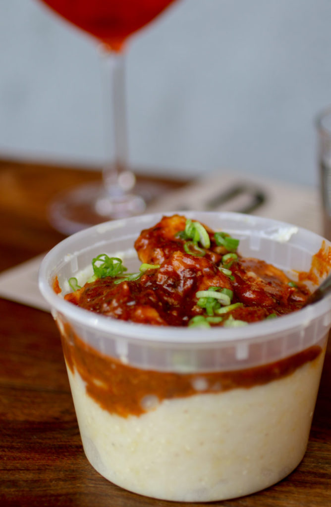 Family Meal of shrimp and grits at Duke’s Common in Healdsburg. (Photo by Heather Irwin)