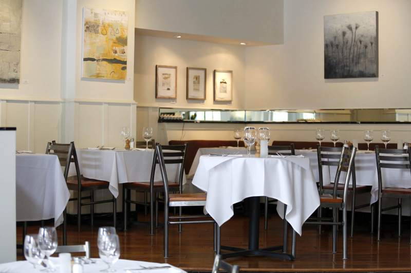 The dining area inside Cafe La Haye in Sonoma. (Beth Schlanker / The Press Democrat)