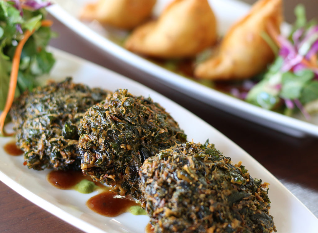 Kale pakora at Dehli Belly Indian Restaurant in Sonoma, California on 1/25/16. (Heather Irwin, Press Democrat)