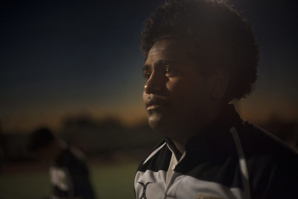 Lobo Rugby Club player Tevita "TJ" Salato at the end of a playoff game against Center Parkway Harlequins from Sacramento held at Elsie Allen High School in Santa Rosa. April 28, 2017. (Photo: Erik Castro/for The Press Democrat)
