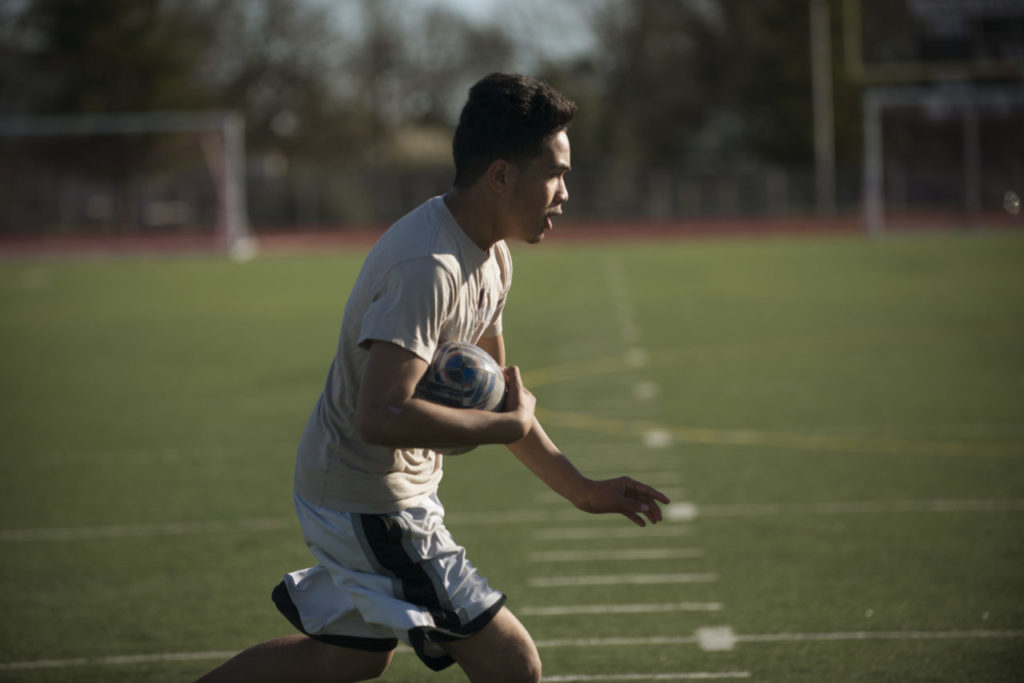 Elsie Allen Freshman Dylan Qarase, 15, during Lobo Rugby Club practice at Elsie Allen High School in Santa Rosa, California. March 2, 2017. (Photo: Erik Castro/for The Press Democrat)