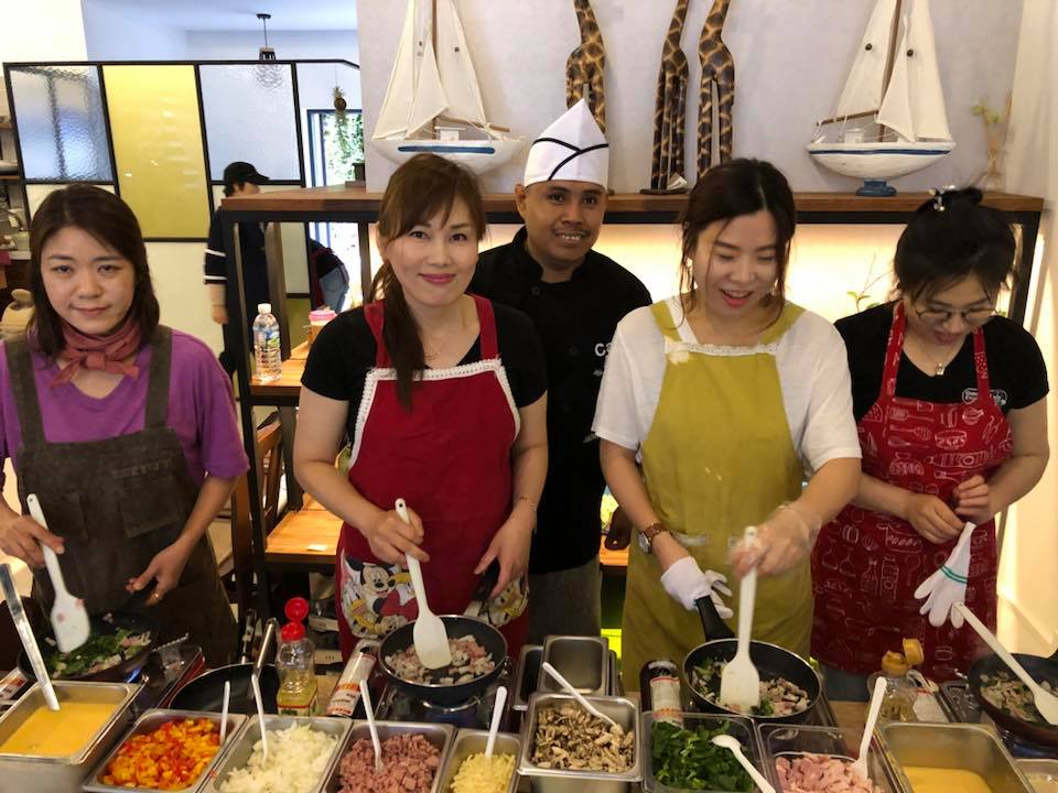 DT Express employees at the opening of Don Taylor Omelette Express in JeJu City on JeJu island in southern Korea. Santa Rosa restaurateur Don Taylor was on hand for the opening. Courtesy: Facebook