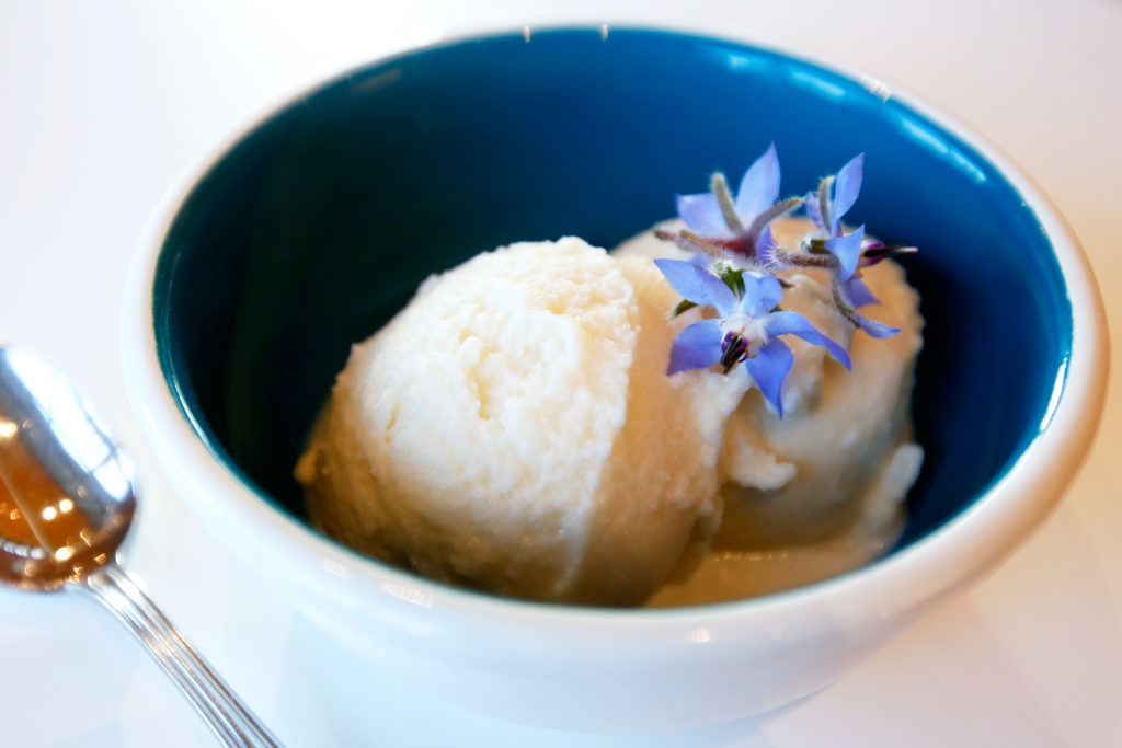 Tangy lemon goat's milk ice cream made by Maria deCorpo of Real Cool Frozen Treats at SHED in Healdsburg, California on Wednesday, July 26, 2017. (Alvin Jornada / The Press Democrat)
