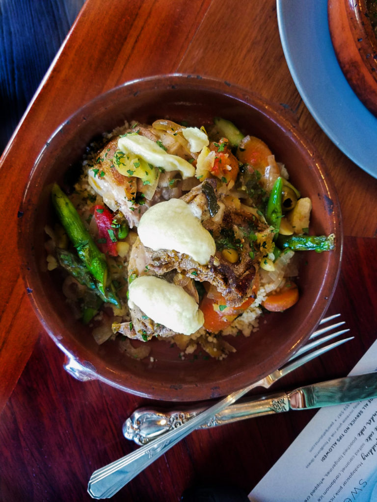 Rabbit with spring vegetables at Pearl restaurant in Petaluma. heather irwin/PD