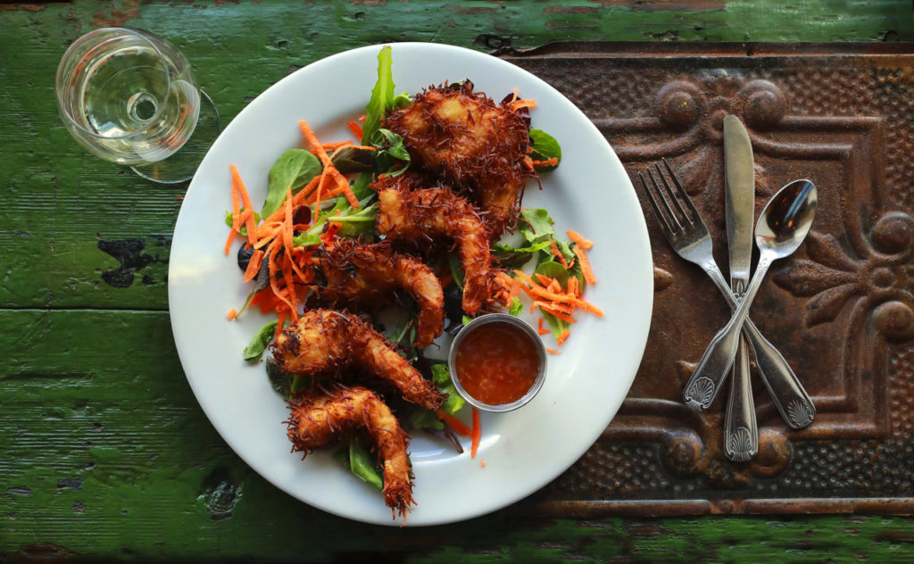 The Coconut Prawn appetizer is available during the Friday night dinners at the Gypsy Cafe in Sebastopol. (John Burgess/The Press Democrat)