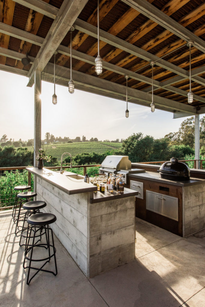 Outdoor kitchen and dining space.