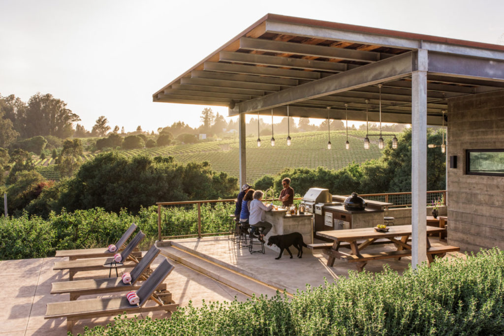 The family enjoys spending much of their time in the outdoor living space designed and executed by landscape architects Merge Studio Inc.