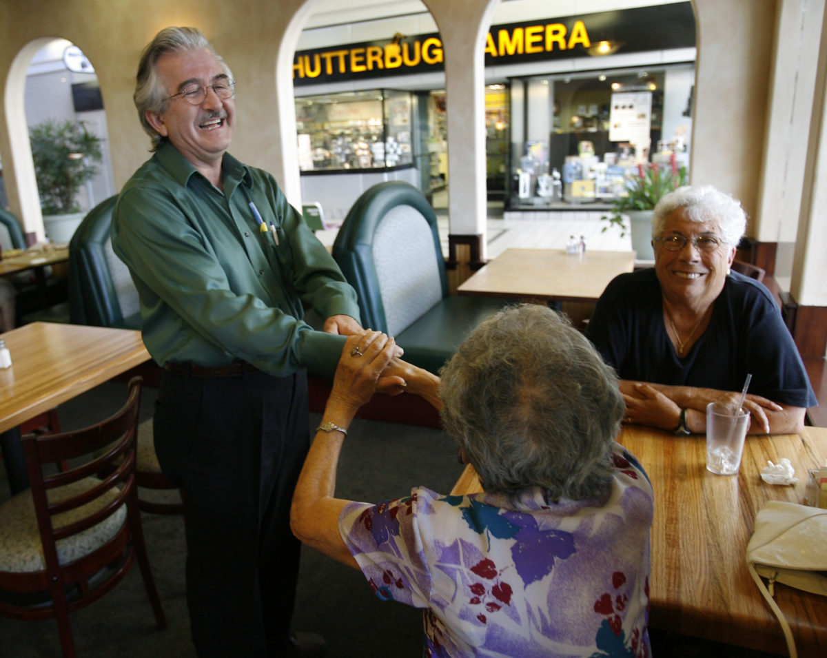 Narsi’s Hof Brau: Another victim of a changing demographic, this Coddingtown cafeteria was all about French dip sandwiches, roast beef and mashed potatoes. A heated battle resulted when the restaurant’s lease wasn’t renewed. Replaced by Jack’s Urban Eats (now closed). Photo: Narsi Samii greets guests at Narsi's Hof Brau (Crista Jeremiason / The Press Democrat.