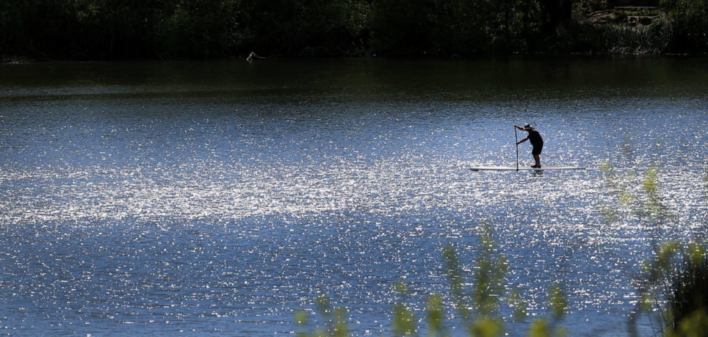 Paddle boarding at Spring Lake Park in Santa Rosa, Wednesday March 29, 2017. The Robert Wood Foundation listed Sonoma County as the fifth healthiest in the state. (Kent Porter / Press Democrat) 2016
