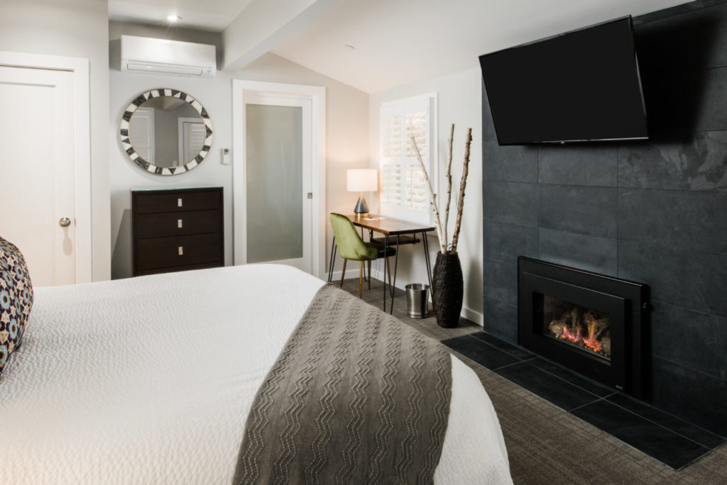 A guest room fireplace at the Olea Hotel in Glen Ellen (Courtesy of Olea Hotel)