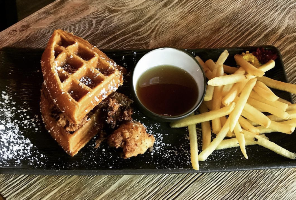 Chicken waffles at Barrels Brews and Bites in Healdsburg. Courtesy photo